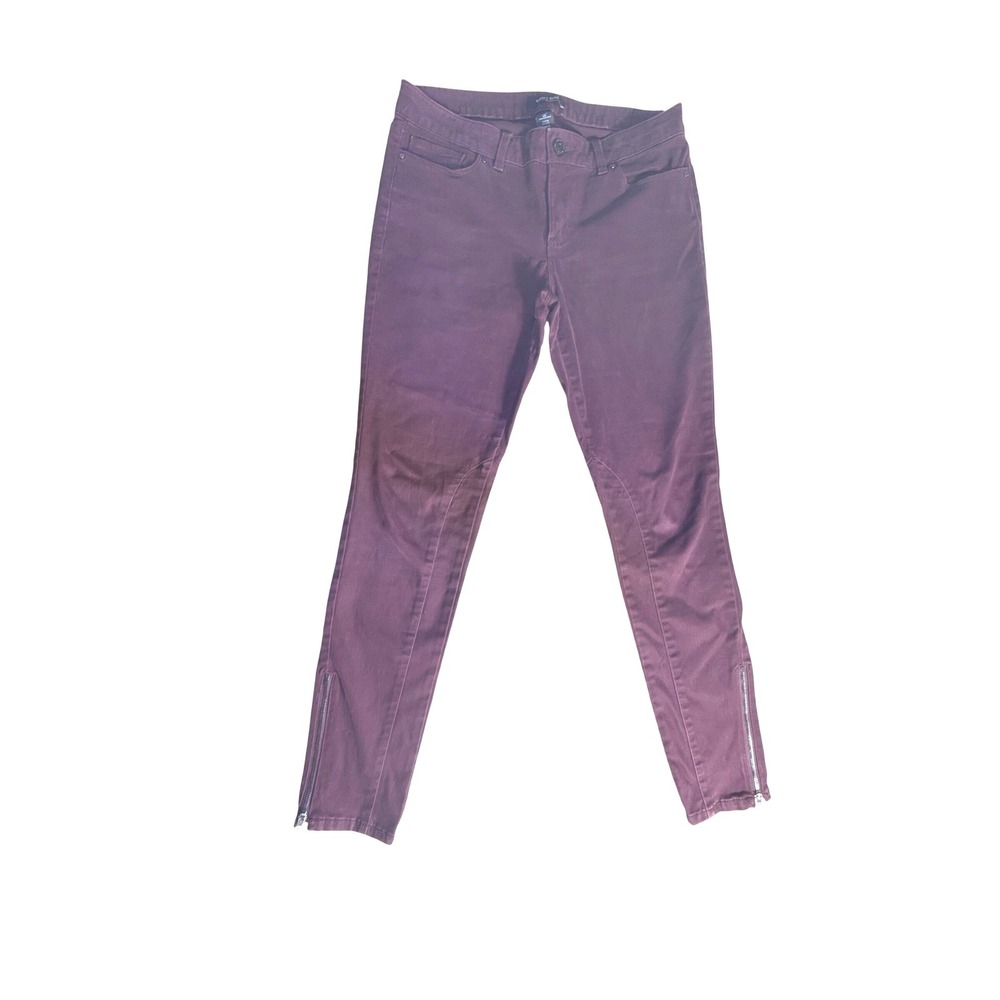 White‎ House Black Market Plum Purple Skinny Leg Ankle Zip Pants Womens 6R-1084